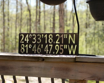 Steel GPS Coordinate Latitude Longitude Metal Sign – Custom Made Metal Sign - Wedding Gift – Housewarming Gift