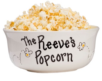 Hand Painted Personalized Family Popcorn Bowl Large Ceramic Pop Corn Bowls Movie Night Hand Paint Popcorn Bowl Tub Bucket Sleepover POPCER