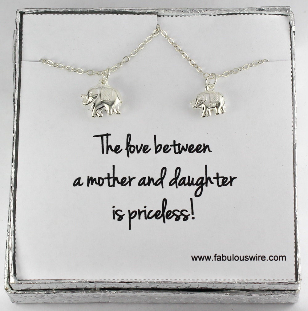 Mother Daughter Elephant Necklace Set