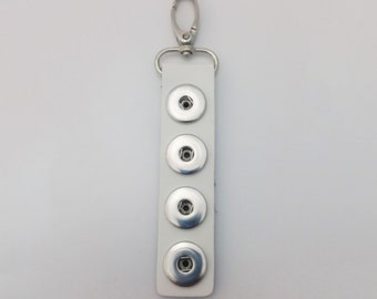 1 White Leather Keychain - FITS 18MM Candy Snap Charm Jewelry Silver Limited Edition CJ0427
