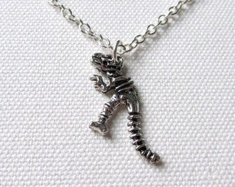 T Rex Necklace Silver Dinosaur Skeleton Pendant Fossil Quirky Jewelry