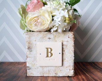 PERSONALIZED Wedding Gift - Square Birch Vase
