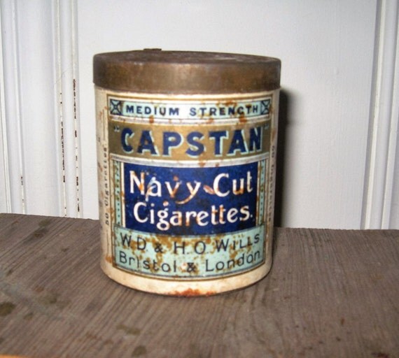 Vintage Capstan Navy Cut Cigarettes Round Tin 1920's