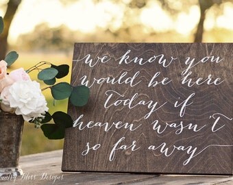 We Know You Would Be Here Today if Heaven wasn't so Far Away Sign, In Loving Memory Sign, Forever in Our Hearts Sign, Wooden Weeding Signs