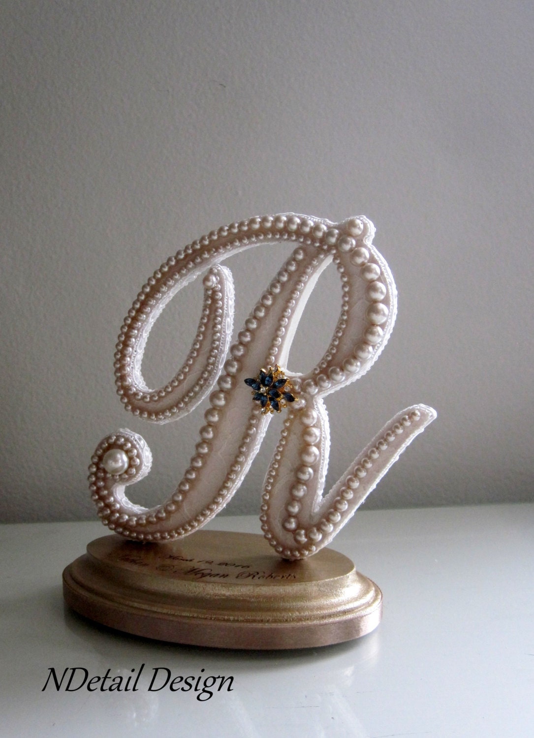 Rustic Cake Topper Monogram Letter R Wedding Keepsake