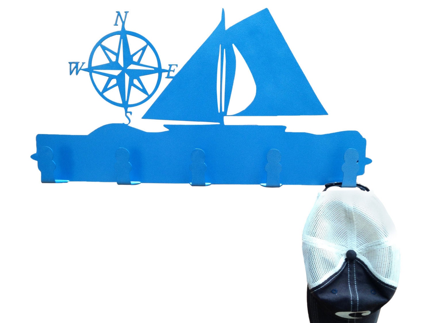 Sailboat Nautical Metal Coat Rack and Hat Rack