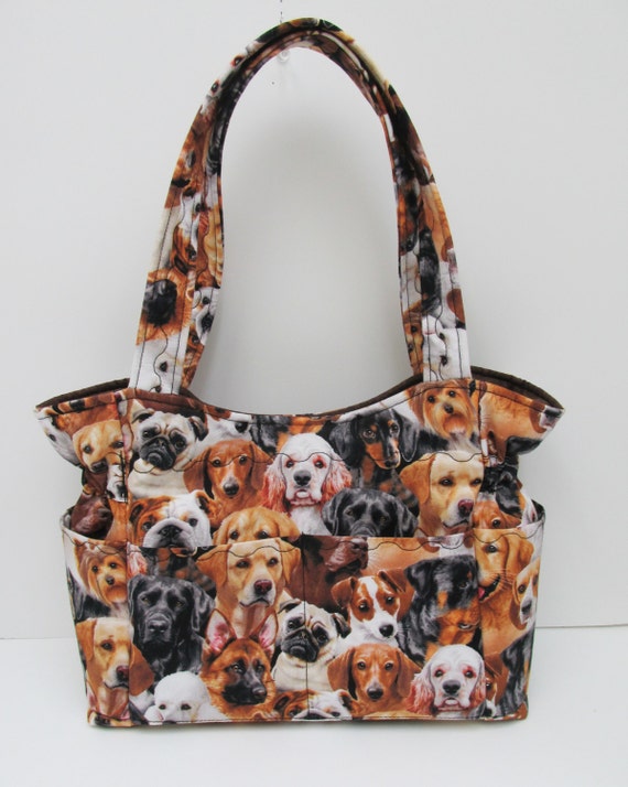 Brown Multi Dog Shoulder Bag Purse Travel by JustBeautiful161