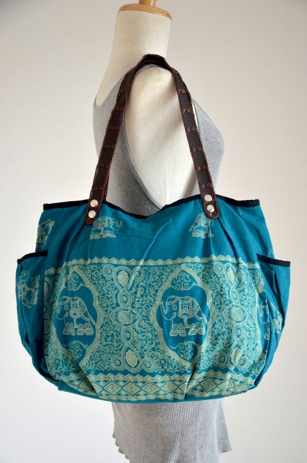 Women Bag Boho Chic Bag in Turquoise Tribal Ethnic by Dollypun