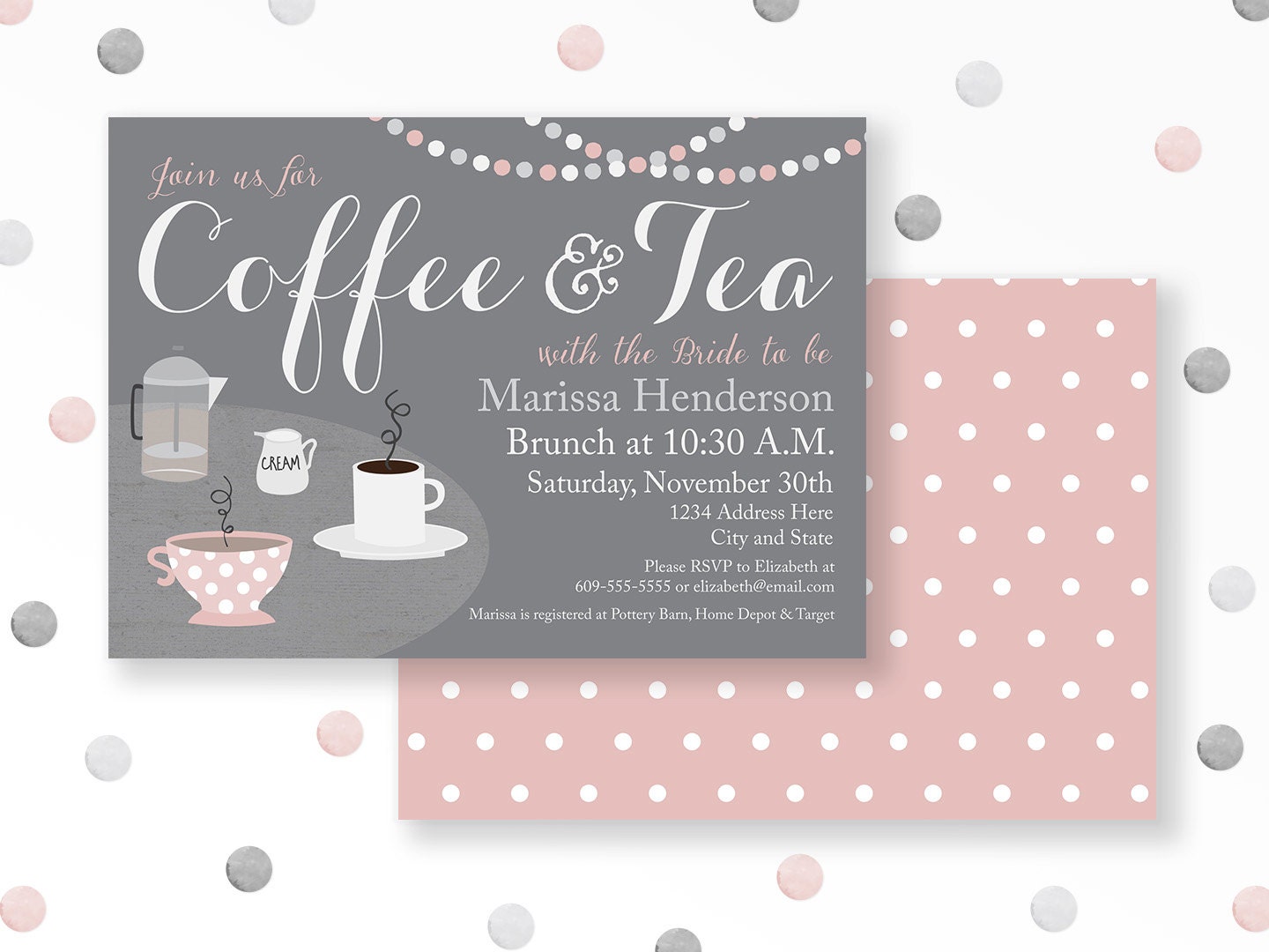 Coffee Bridal Shower Invitation Coffee & Tea With The Bride