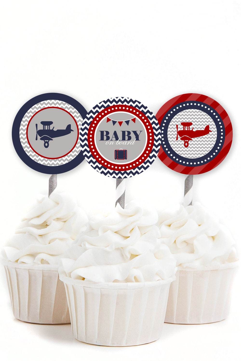 Airplane Cupcake Toppers Airplane Baby Shower Travel Baby