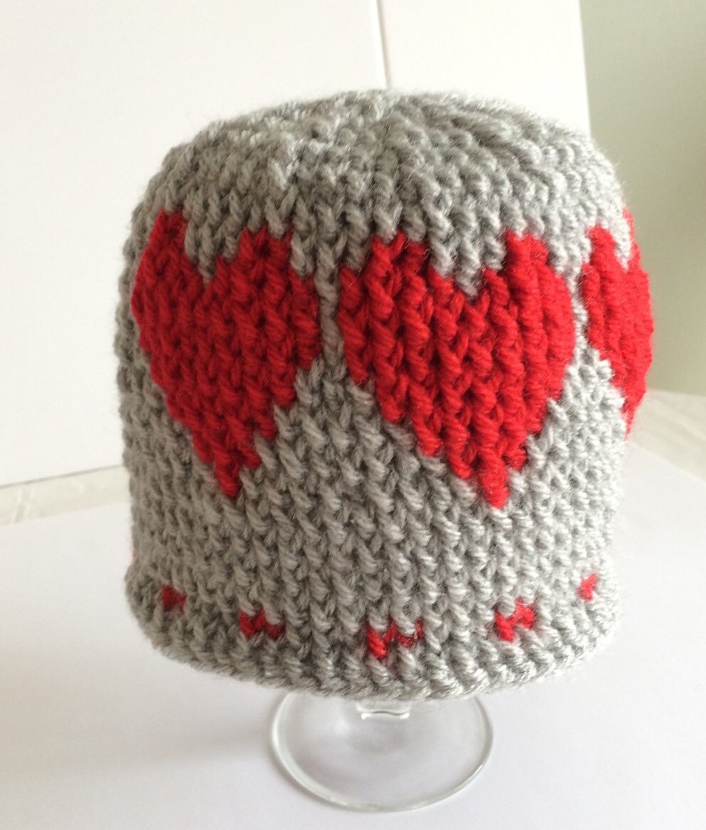 Crochet Heart Hat Child Knit Beanie Photo Prop Valentines