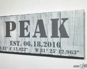 Custom GPS Coordinates Sign, Latitude Longitude Sign, Bridal Shower Gift, Unique Wedding Gifts for Couples, Rustic Wood Last Name Sign