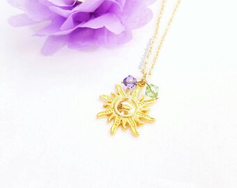 SALE - Rapunzel Necklace - Rapunzel Sun Necklace, Rapunzel Costume, Disney Tangled Necklace, Tangled Lantern Necklace, Tangled Sun Necklace