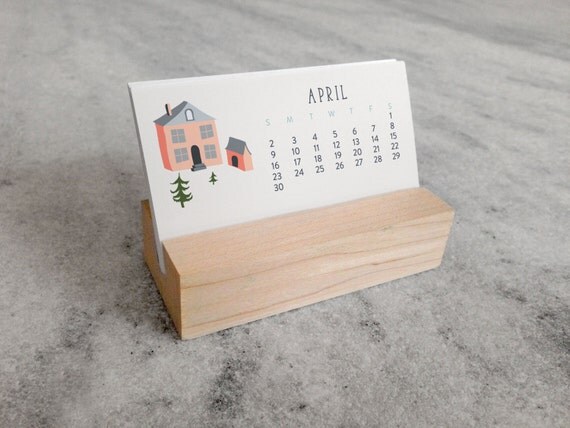2017 mini desk calendar with wood stand monthly by favoritestory