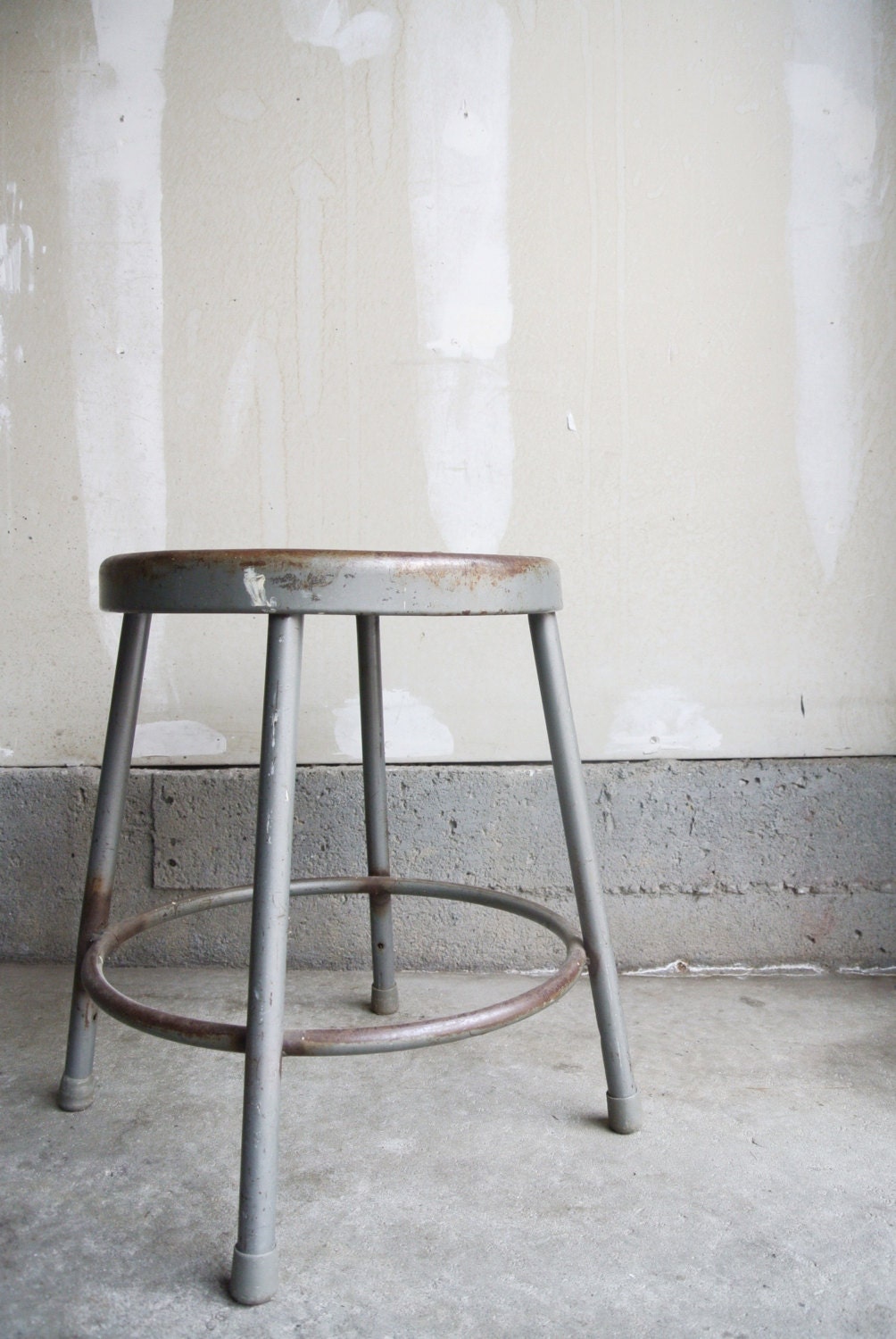 SALE Vintage Industrial Metal Stool Machinist Stool Shop
