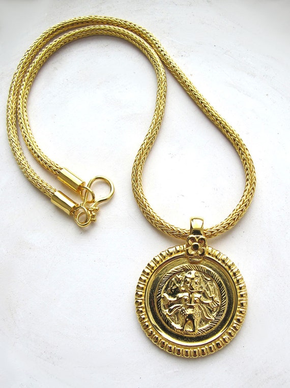 Gold plated Indian Goddess necklace