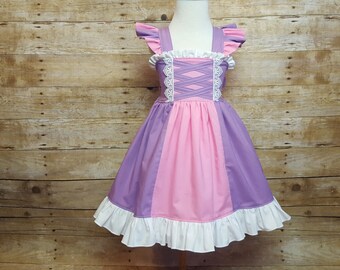 Rapunzel Inspired Girls Toddler Disney Everyday Princess Dress, Sizes 12 months to 12 Girls