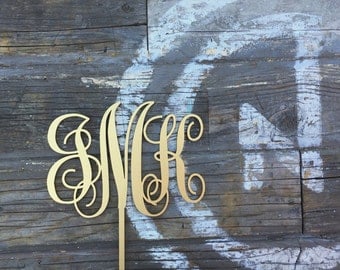 Monogram Wedding Cake Topper 5" inches, Custom Initials Cake Topper, Personalizable Cake Topper, Cute Unique Laser Cut wedding Cake Topper