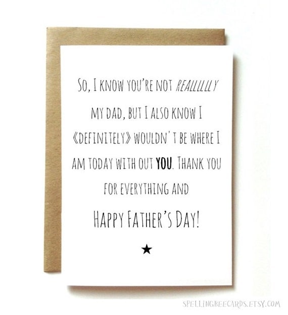 Step Father's Day card for step dad like a father happy