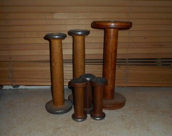 Antique Yarn Bobbins - Candle Holders - Set of 5