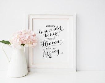 We know you would be here today if Heaven wasn't so far away Sign, In Loving Memory, Wedding Memorial Candle Sign, Printable Wedding Sign
