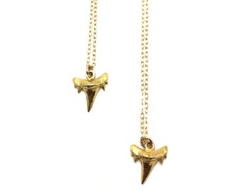 Tiny Gold Shark Tooth Necklace/ Shark Tooth Pendant/ Fossil Necklace/ Beach Jewelry/ Simple Gold Necklace/ Little Shark Tooth/ Shark Jewelry