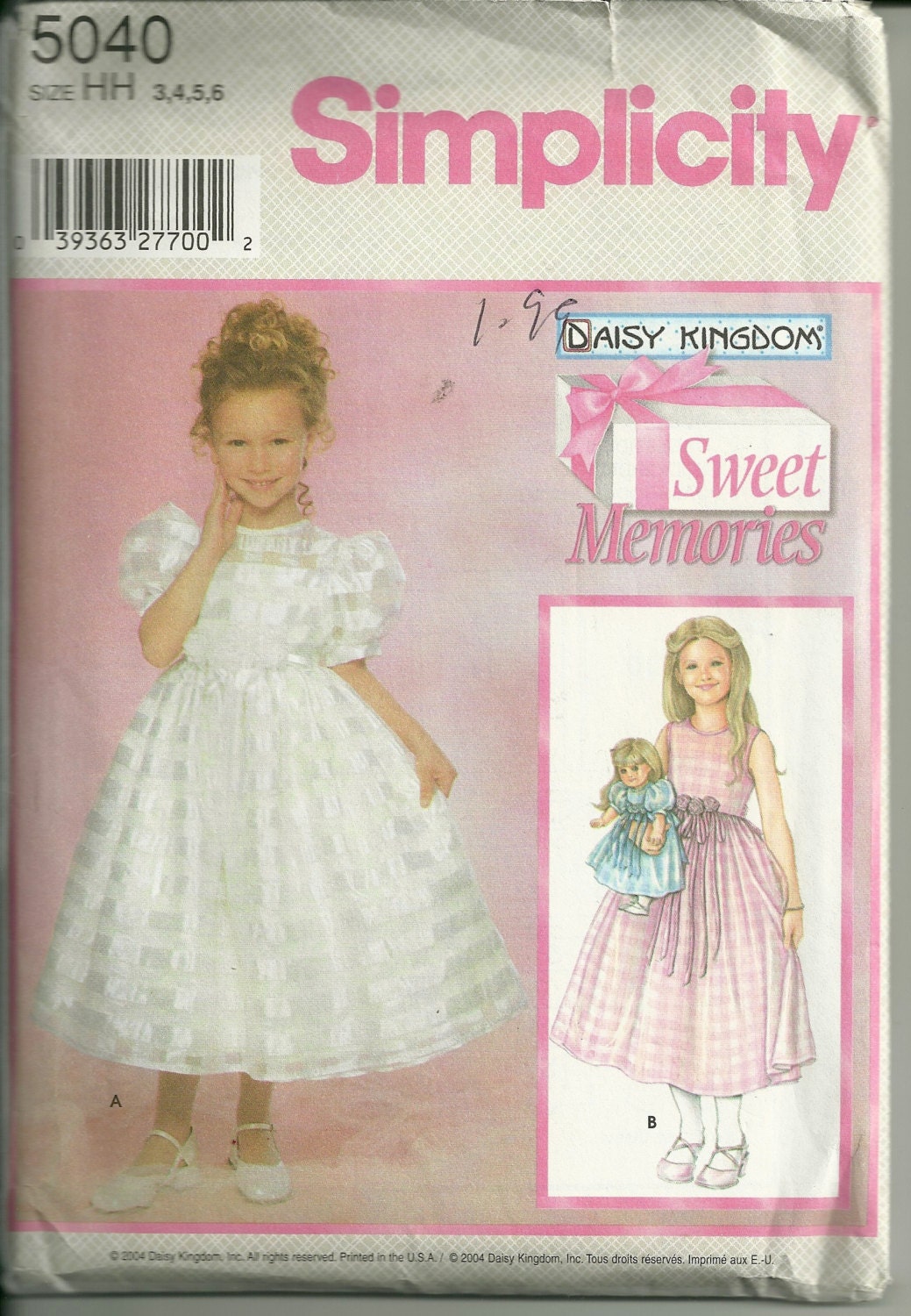 Simplicity 5040 Daisy Kingdom Girl's Flowergirl and