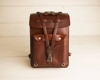 Leather Backpack - Leather Laptop Bag - Small Rucksack - Laptop Backpack - Laptop Case - Macbook Bag - Handmade - School Bag - JPDco