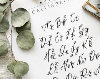 Modern Calligraphy Printable Practice Worksheet for Beginners