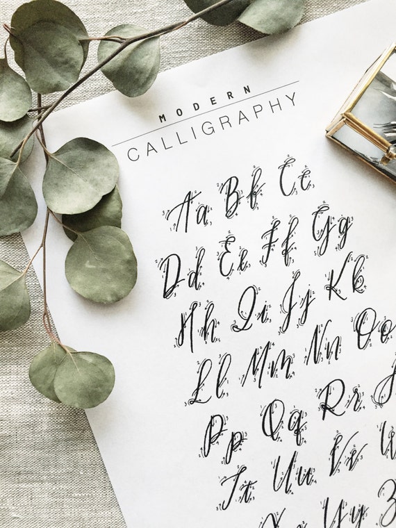 Modern Calligraphy Printable Practice Worksheet for Beginners