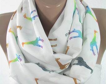 Giraffe Scarf Animal Infinity Scarf Gift For Her For Women Wife Birthday Gift for Friend Spring Summer Fall Accessories Girlfriend Gift