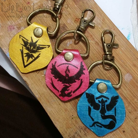 Pokemon Go Team Handmade Leather Keychains