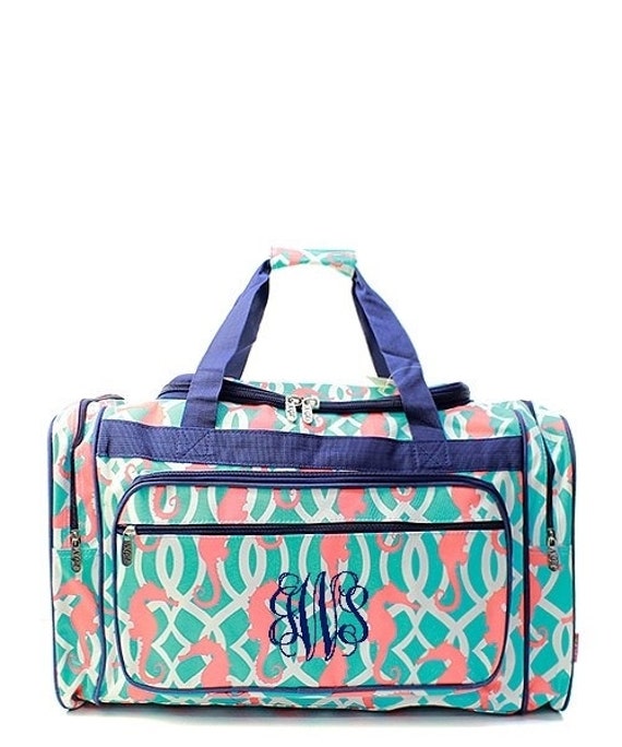 Items similar to Personalized Seahorse 20&quot; Duffle Gym Bag Monogrammed Tote Embroidered Kids ...