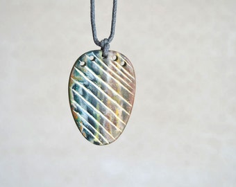 Multicolor necklace • minimalist necklace • simple everyday pendant necklace • oval boho necklace • unisex necklace • polymer clay jewelry.