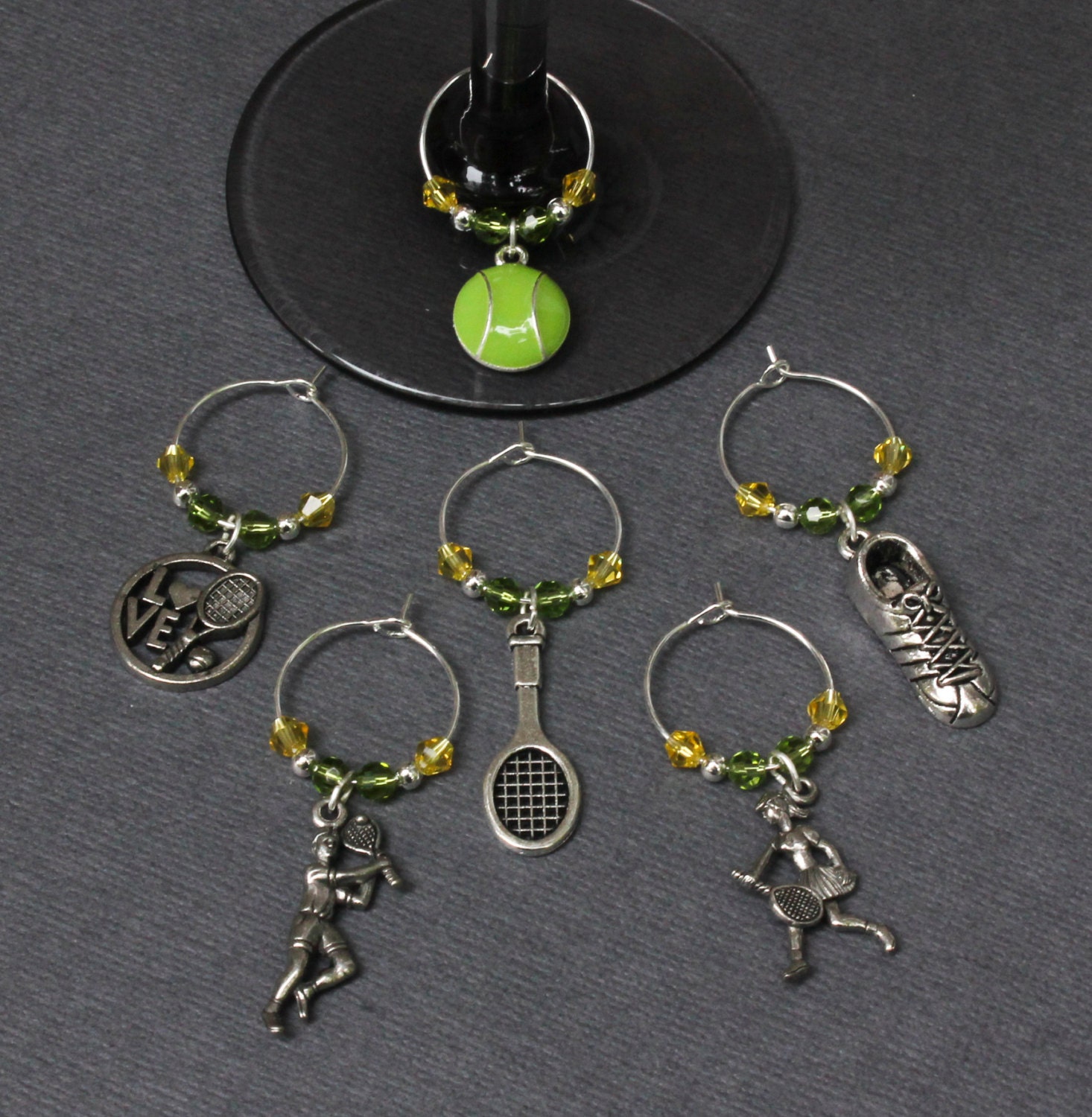 Tennis Theme Wine Glass CharmsSet of 6STNS0256