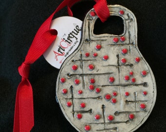 Mid Century Modern Christmas Ornament Large Polymer Clay