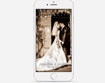 Custom Snapchat Geofilter, Wedding Snapchat Geofilter, Rustic Snapchat Filter, Rustic Wedding Geofilter, String Lights Snapchat Geofilter