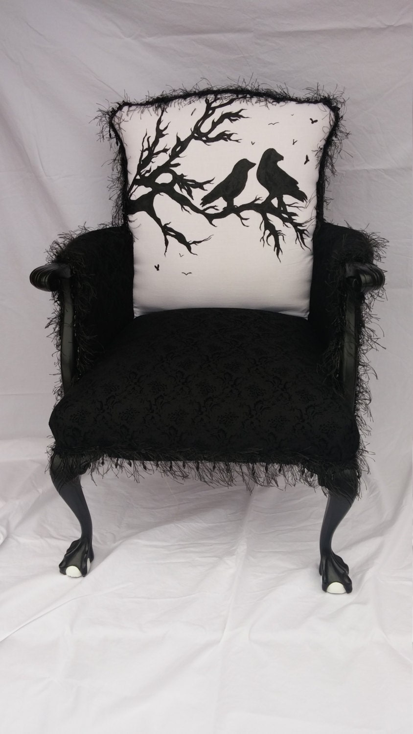 Accent Chair Large Overstuffed Upholstered Black Raven