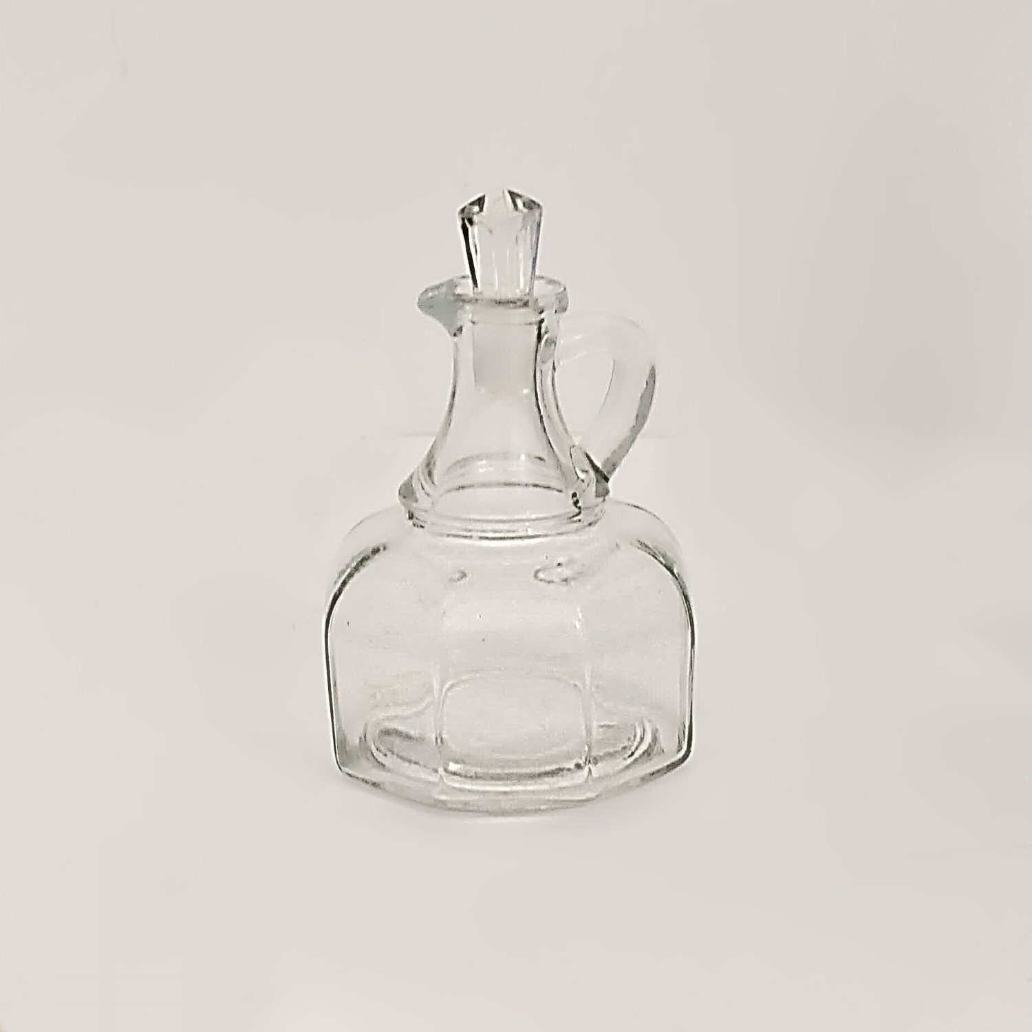 Clear Glass Cruet Vinegar Salad Dressing Jug Dining Serving Haute Juice