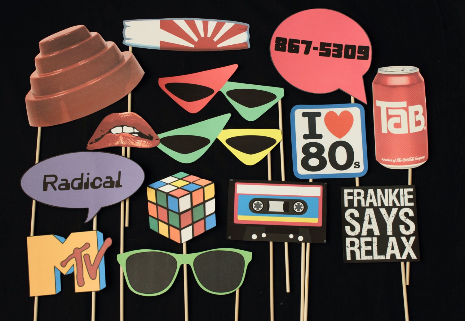 80's Party Themed Photo Booth Props