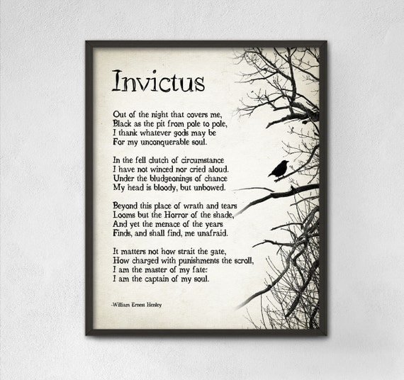 Invictus Poem by William Ernest Henley Typography Print