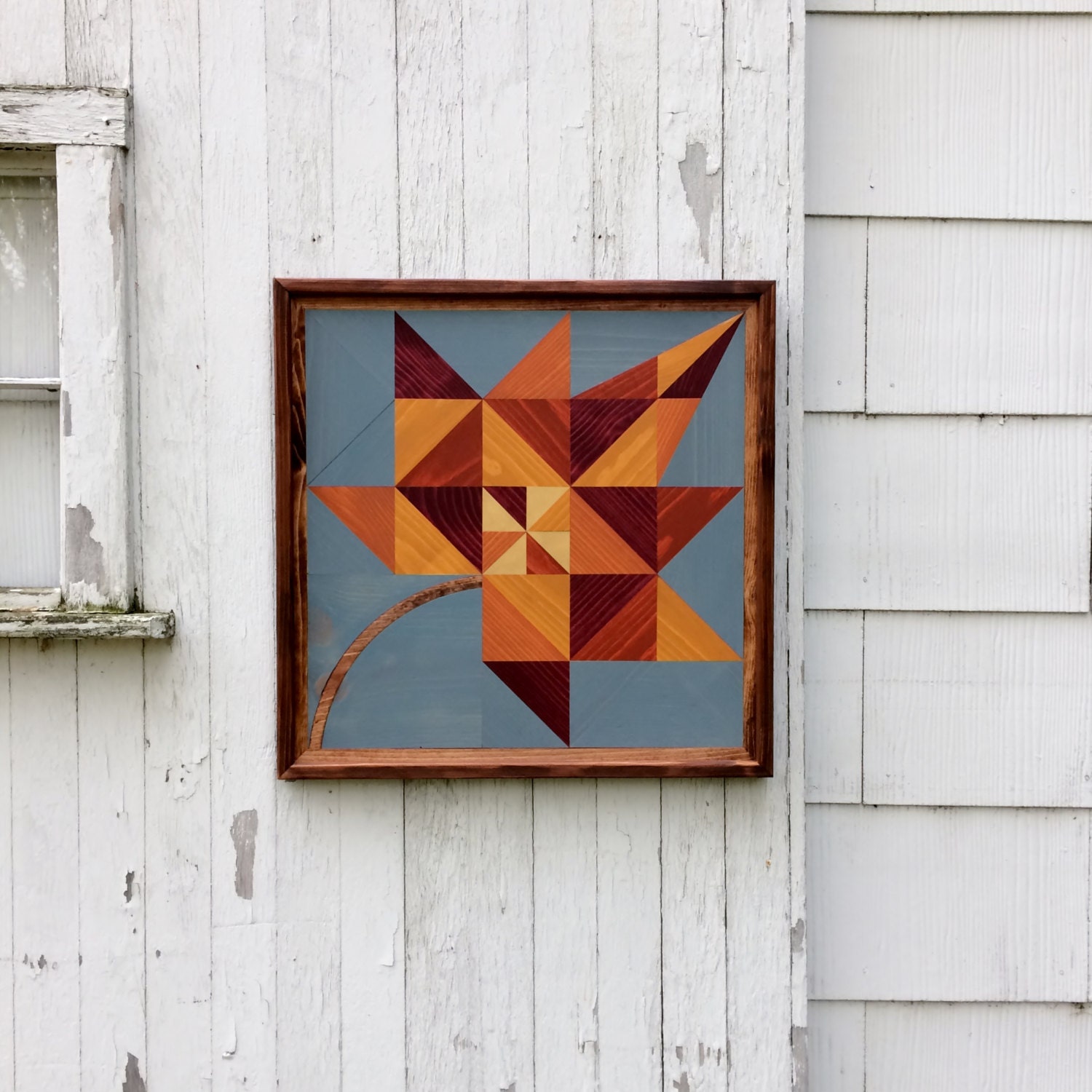 Handmade Barn Quilt Wood Mosaic Wall Hanging Country Rustic