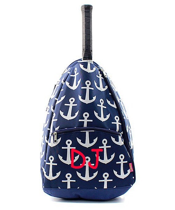 Monogram Tennis RACKET bag/personalized Navy by sewsassybootique