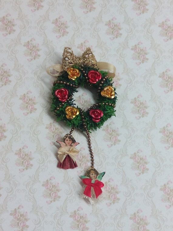 1/12 dollhouse christmas garland Christmas wreath by Coquetilandia