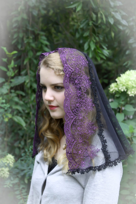 Evintage Veils Lovely Black & Lavender Floral by EvintageVeils