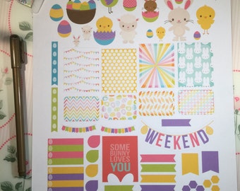 Easter Planner Stickers, Easter Bunny, Spring Planner Stickers, for use with Erin Condren Life Planner, Happy Planner Stickers