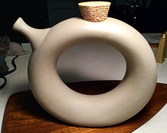 Hartstone Pottery Mod 1960's Decanter Carafe Ring Shape Handmade 1970's