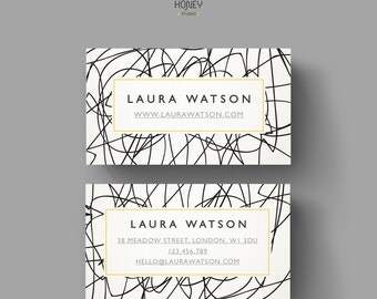 Quirky Calling Card Design, Creative Business Card Template, Modern and original Name Card, Contact Card, Whismical lines, Doodle pattern