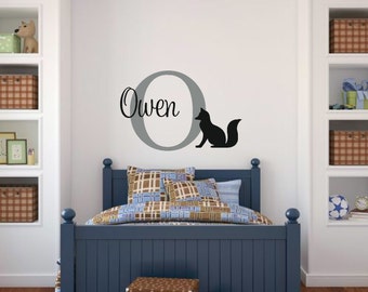 Fox Wall Decal Boy Fox Decal Animal Wall Decal Fox Vinyl Decal Bedroom Decal Nursery Decal Forest Animal Decal Fox Nursery Decal Name Decal