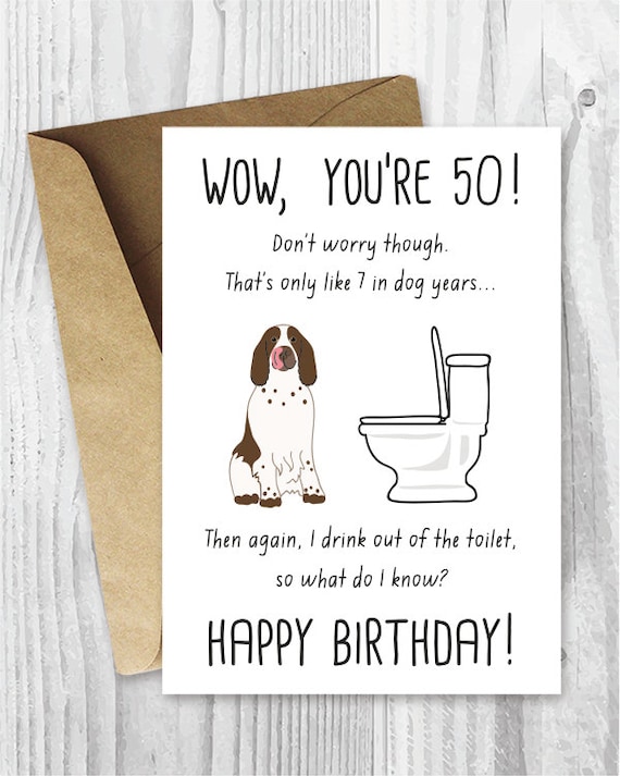 Items similar to Printable 50th Birthday Cards, Funny Dog